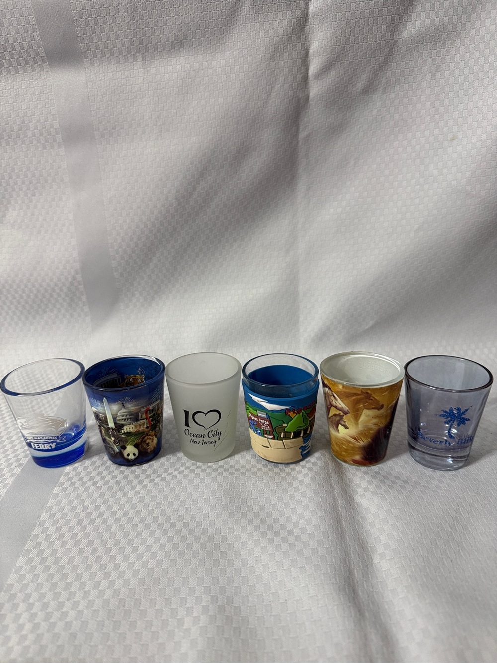 Lot of 6 - Assorted Blue and White Shot Glass Set